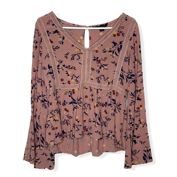 American Eagle Outfitters Tops - American Eagle Mauve Flowy Peasant Babydoll Top